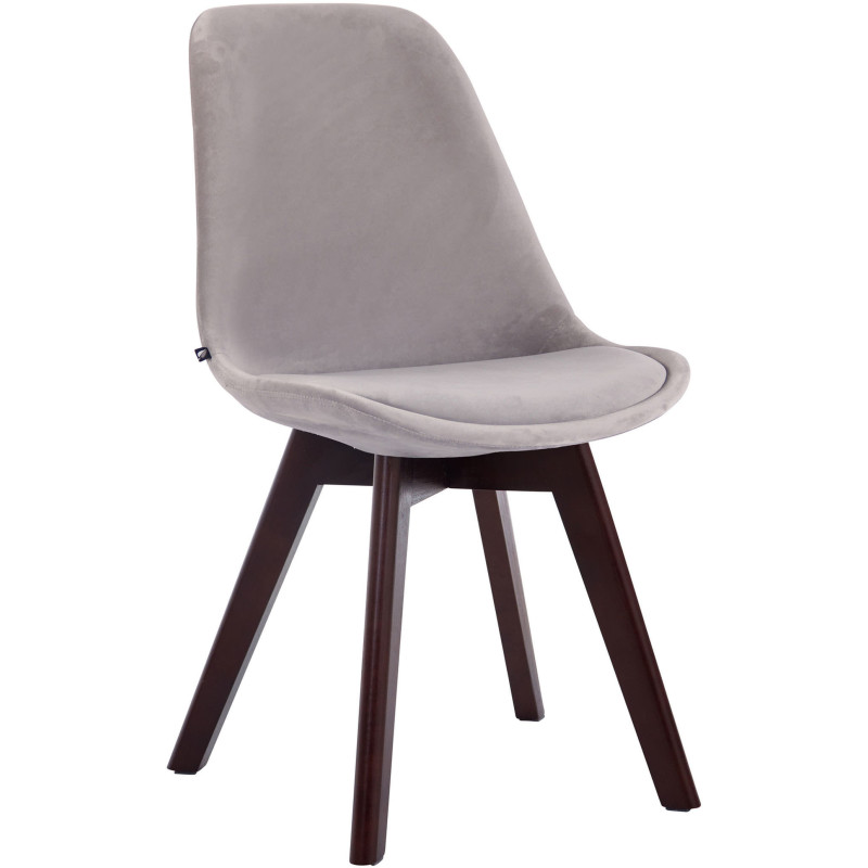 Chaise Sakina en Velours Gris clair Bois de hêtre Noyer - 1