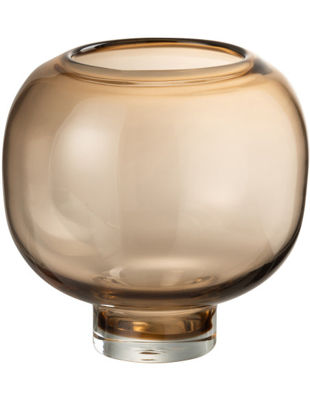 Vase Rond Julio Hauteur 20 cm en Verre Marron clair Sur pied - 1