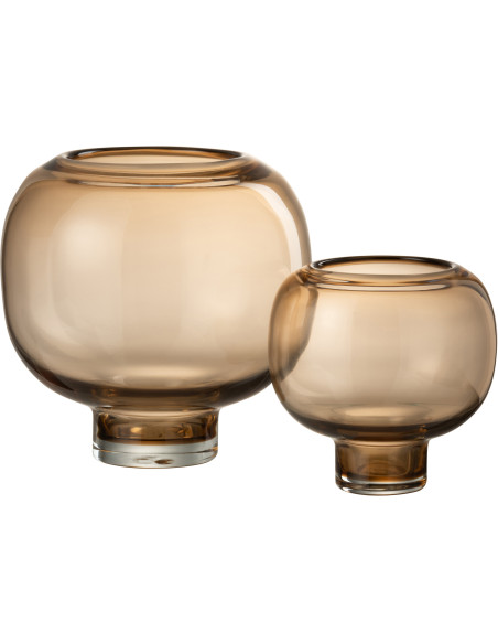 Vase Rond Julio Hauteur 20 cm en Verre Marron clair Sur pied - 2