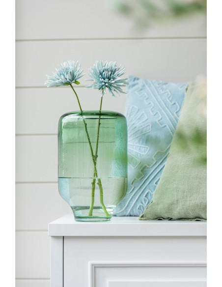 Vase Cylindrique Nora Hauteur 35 cm en Verre Vert clair Sur pied - 3