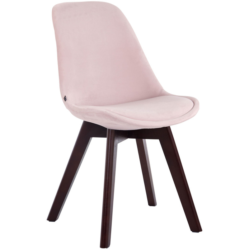 Chaise Sakina en Velours Rose Bois de hêtre Noyer - 1