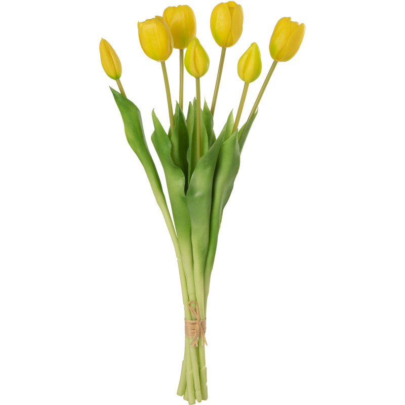 Bouquet Fleurs artificielle réaliste Tulipe Hauteur 45 cm en Plastique Jaune Vert - 1