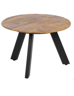 Table basse moderne Ronde en Bois de manguier Marron Métal Noir Xyvelle - 1