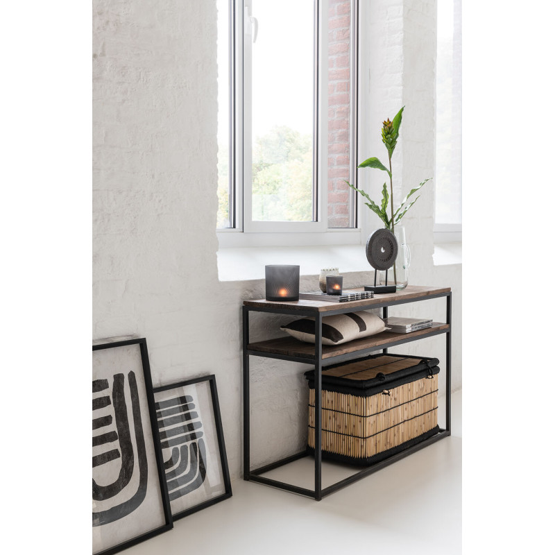 Photophore Cylindrique Automnia Diamètre 7 cm en Verre Noir Marron Motif feuilles (Lot de 2) - 5