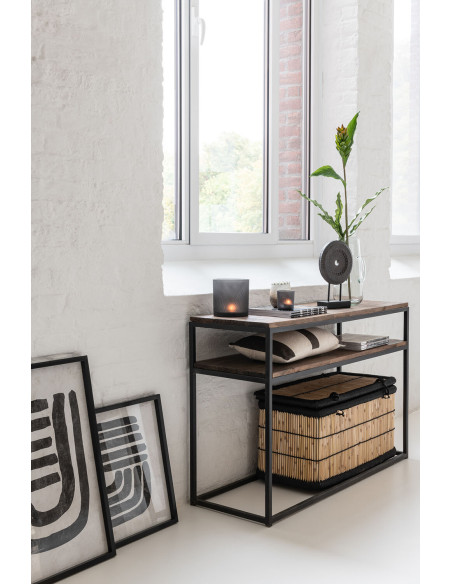 Photophore Cylindrique Automnia Diamètre 7 cm en Verre Noir Marron Motif feuilles (Lot de 2) - 5