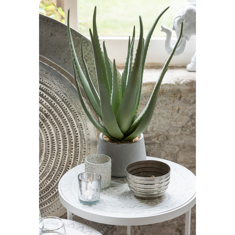 Photophore Cylindrique Lumiro Diamètre 7 cm en Verre Argenté Motif oriental - 6