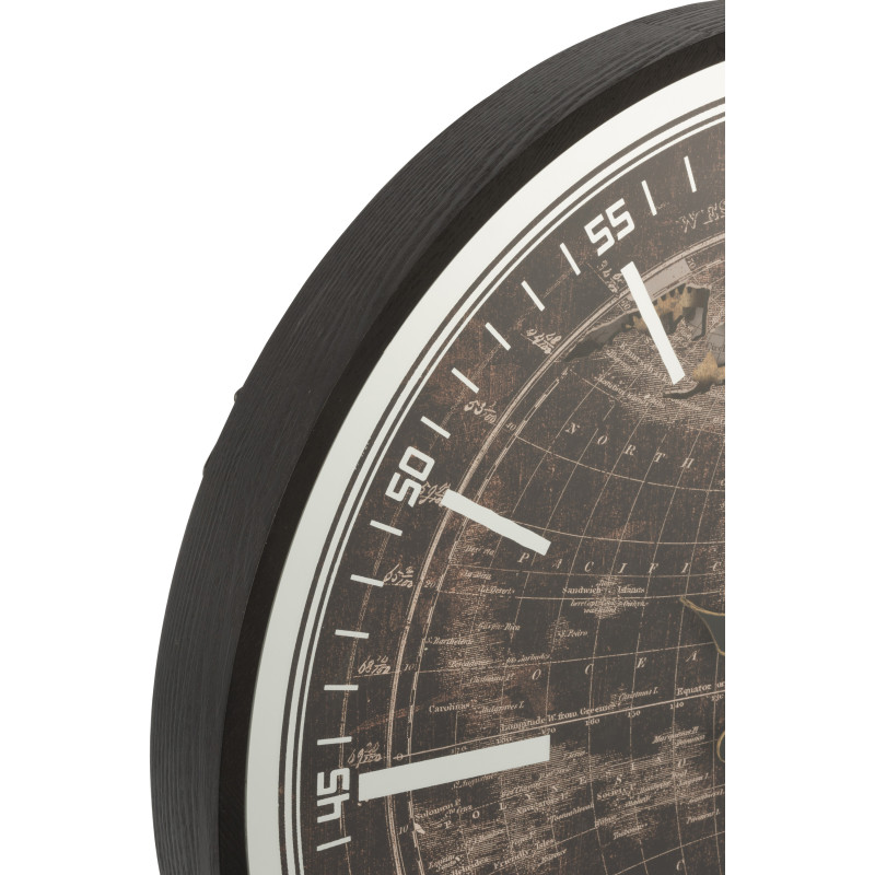Horloge murale Ronde XL 80 cm Travel en Bois Noir Doré Verre - 3