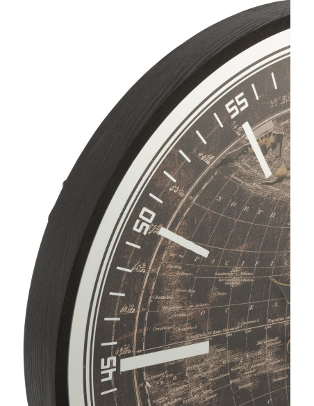 Horloge murale Ronde XL 80 cm Travel en Bois Noir Doré Verre - 3