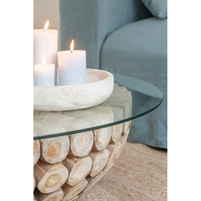 Bougie Cylindrique XL Bleu clair J-Line en Cire 48 heures Hauteur 10 cm - 2