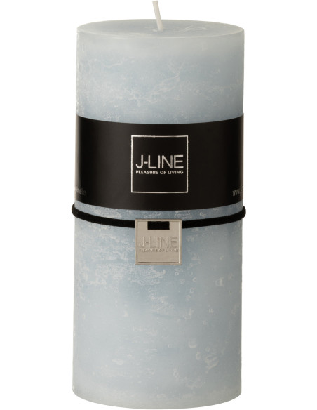 Bougie Cylindrique XXL Bleu clair J-Line en Cire 70 heures Hauteur 15 cm - 1