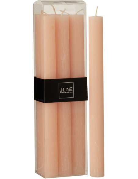 Bougie Cylindrique Pêche J-Line en Cire 13 heures Hauteur 25 cm (Lot de 6) - 1