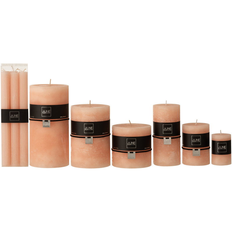 Bougie Cylindrique Pêche J-Line en Cire 13 heures Hauteur 25 cm (Lot de 6) - 2