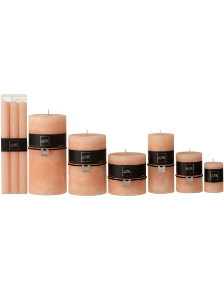 Bougie Cylindrique Pêche J-Line en Cire 13 heures Hauteur 25 cm (Lot de 6) - 2