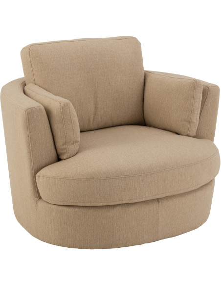 Fauteuil Pivotant Alistair en Tissu Beige Bois - 1