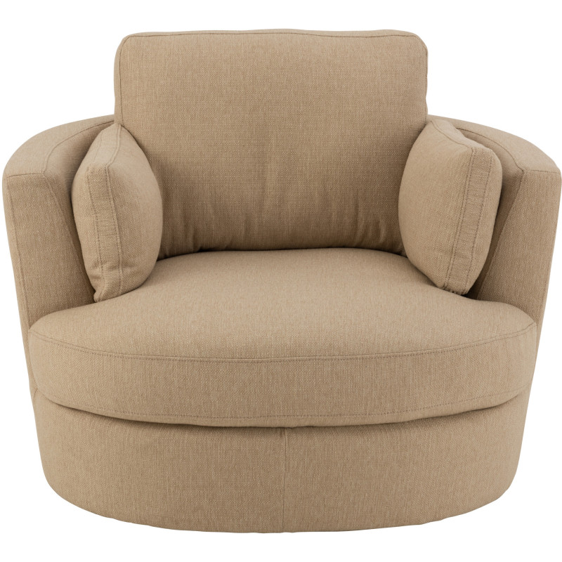 Fauteuil Pivotant Alistair en Tissu Beige Bois - 2