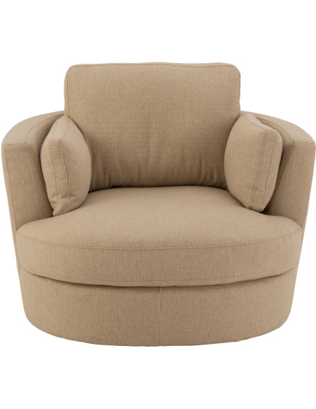 Fauteuil Pivotant Alistair en Tissu Beige Bois - 2