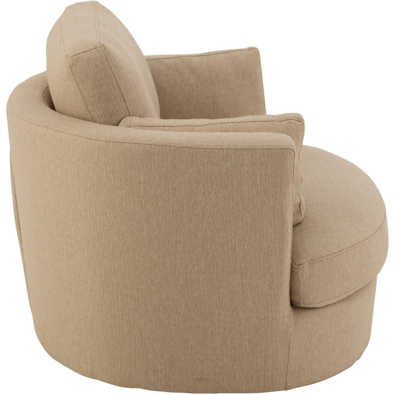 Fauteuil Pivotant Alistair en Tissu Beige Bois - 3