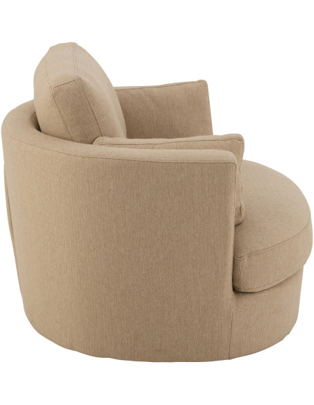 Fauteuil Pivotant Alistair en Tissu Beige Bois - 3