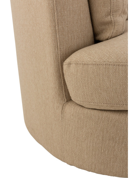 Fauteuil Pivotant Alistair en Tissu Beige Bois - 5