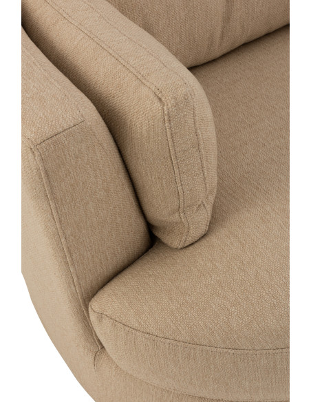 Fauteuil Pivotant Alistair en Tissu Beige Bois - 6