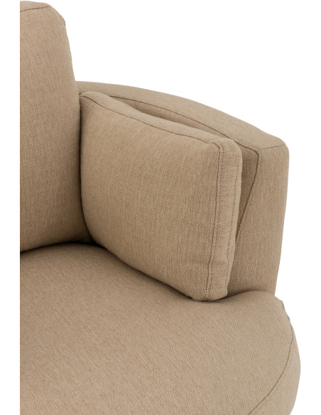 Fauteuil Pivotant Alistair en Tissu Beige Bois - 7