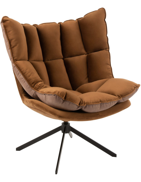 Fauteuil Pivotant Caspian en Métal Noir Polyester Marron - 1