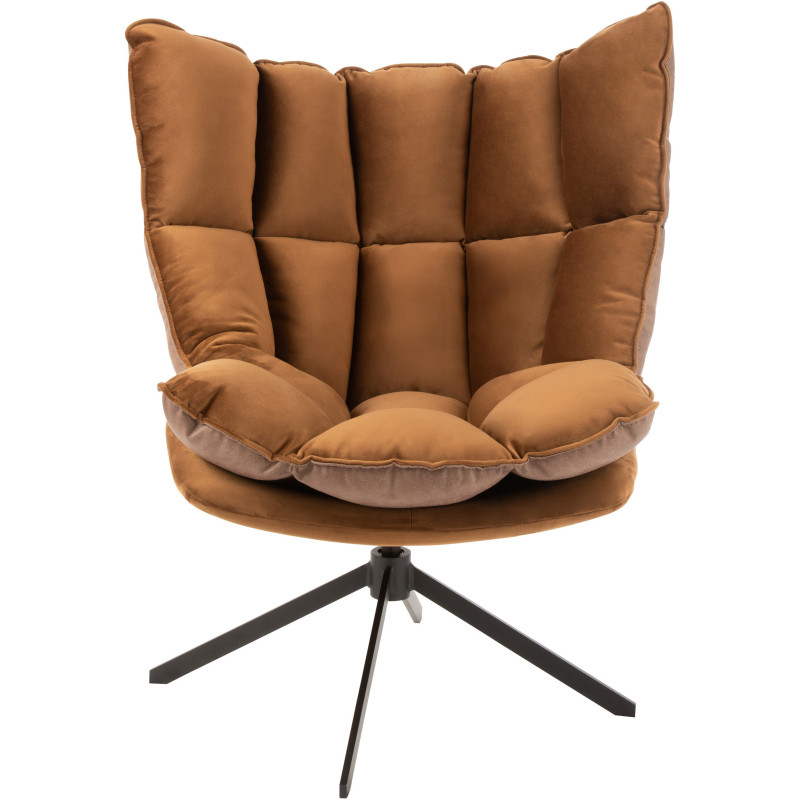 Fauteuil Pivotant Caspian en Métal Noir Polyester Marron - 3