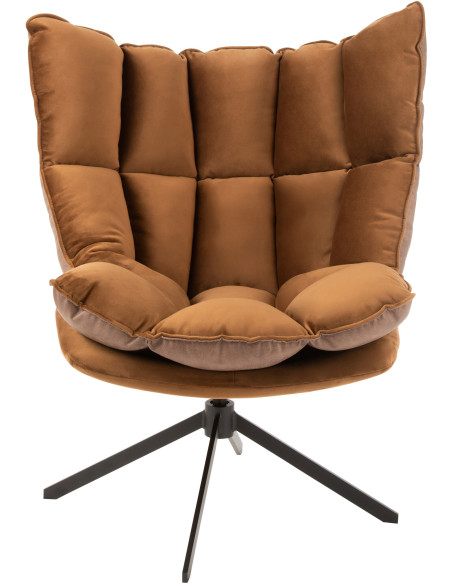 Fauteuil Pivotant Caspian en Métal Noir Polyester Marron - 3
