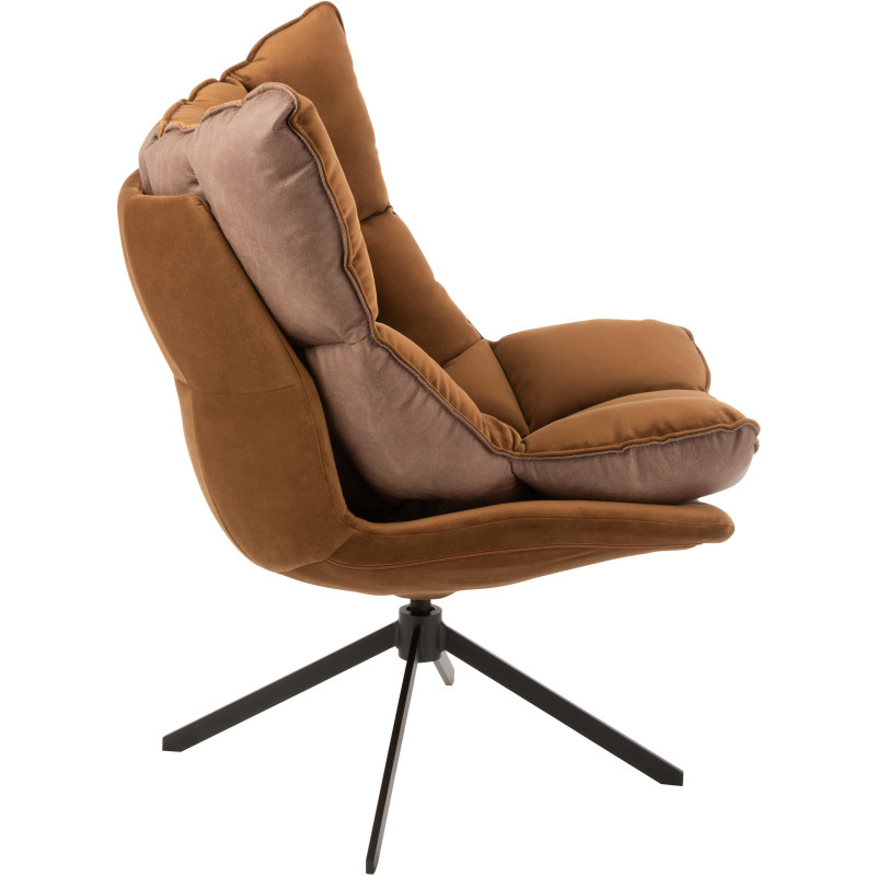Fauteuil Pivotant Caspian en Métal Noir Polyester Marron - 4