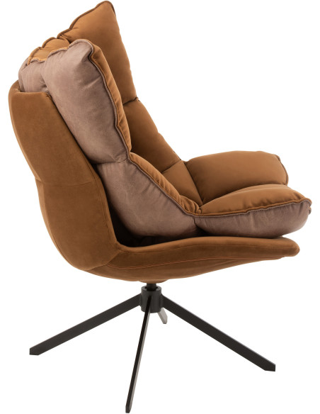 Fauteuil Pivotant Caspian en Métal Noir Polyester Marron - 4