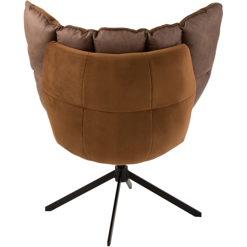 Fauteuil Pivotant Caspian en Métal Noir Polyester Marron - 5