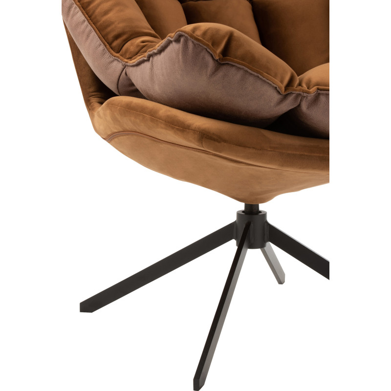 Fauteuil Pivotant Caspian en Métal Noir Polyester Marron - 6