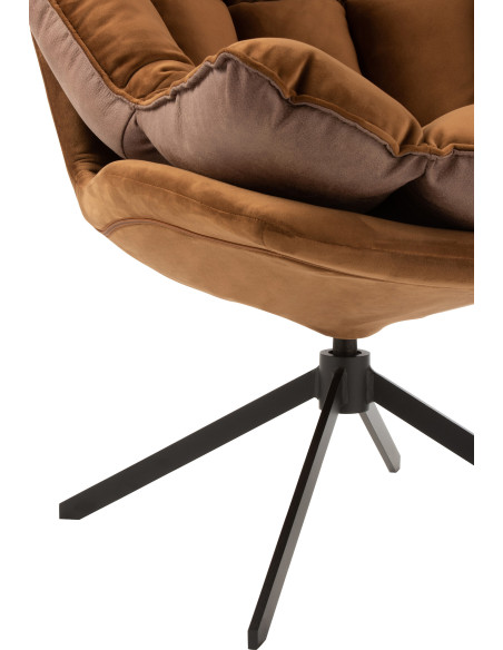 Fauteuil Pivotant Caspian en Métal Noir Polyester Marron - 6