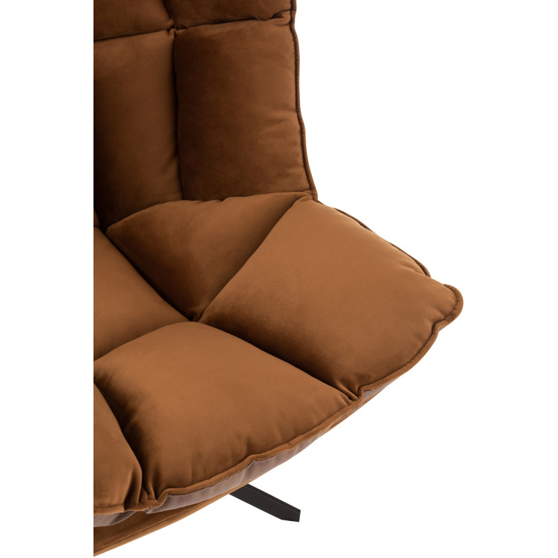 Fauteuil Pivotant Caspian en Métal Noir Polyester Marron - 7