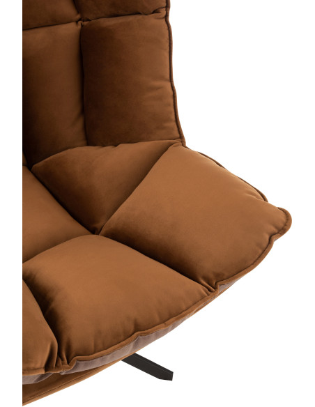 Fauteuil Pivotant Caspian en Métal Noir Polyester Marron - 7