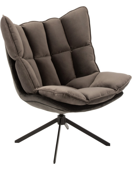 Fauteuil Pivotant Caspian en Métal Noir Polyester Gris foncé - 1