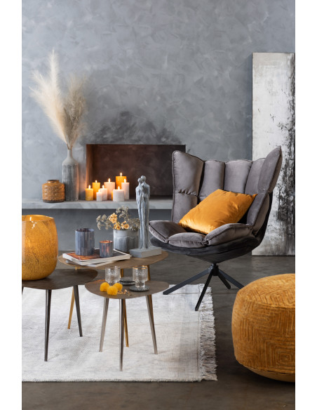 Fauteuil Pivotant Caspian en Métal Noir Polyester Gris foncé - 2