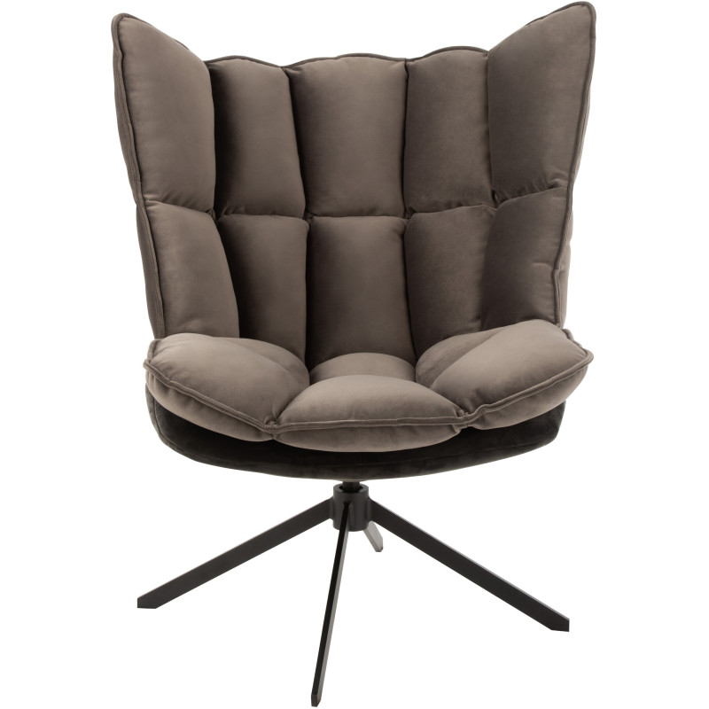 Fauteuil Pivotant Caspian en Métal Noir Polyester Gris foncé - 3