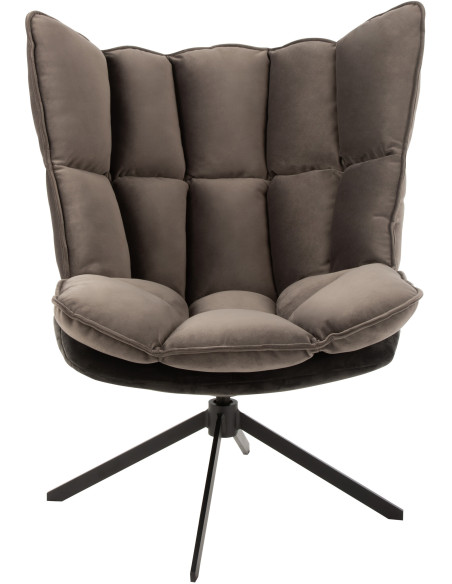 Fauteuil Pivotant Caspian en Métal Noir Polyester Gris foncé - 3