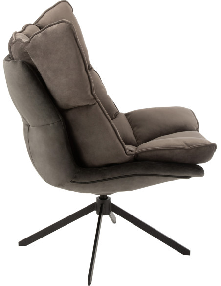 Fauteuil Pivotant Caspian en Métal Noir Polyester Gris foncé - 4