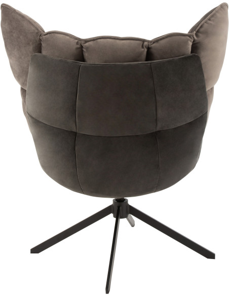 Fauteuil Pivotant Caspian en Métal Noir Polyester Gris foncé - 5