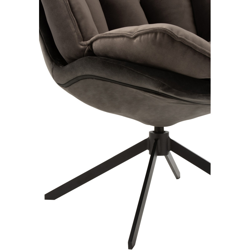Fauteuil Pivotant Caspian en Métal Noir Polyester Gris foncé - 6