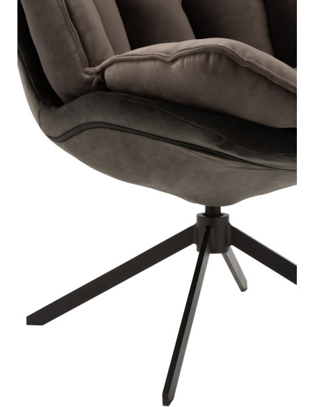 Fauteuil Pivotant Caspian en Métal Noir Polyester Gris foncé - 6