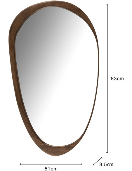 Miroir Mural Irrégulier XL Savana Bois de manguier Marron foncé - 3