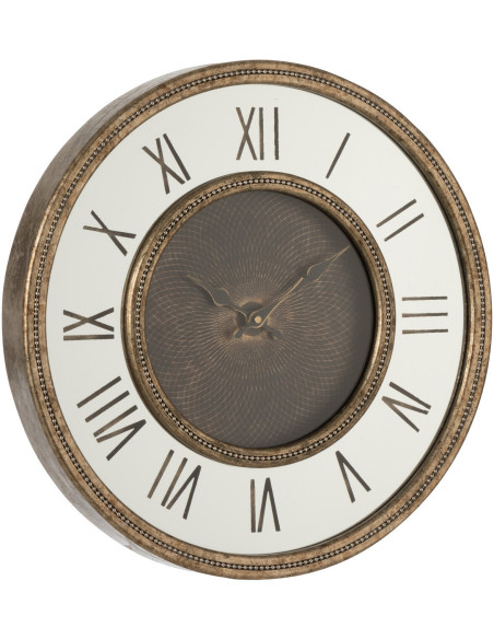 Horloge murale lumineuse Ronde 50 cm Flavia en Bois Doré Miroir - 1