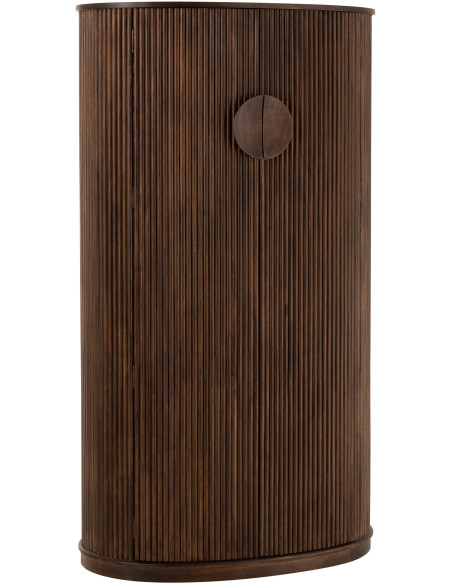 Buffet haut arrondi 2 portes en bois de manguier marron - 1