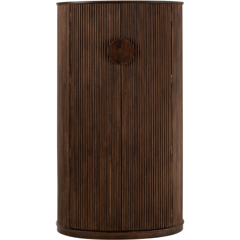Buffet haut arrondi 2 portes en bois de manguier marron - 2
