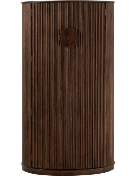 Buffet haut arrondi 2 portes en bois de manguier marron - 2