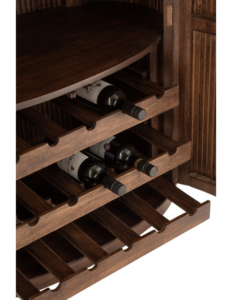 Buffet haut arrondi 2 portes en bois de manguier marron - 5