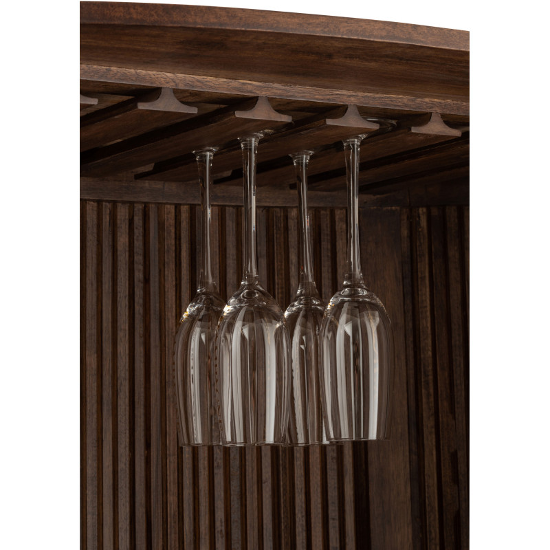 Buffet haut arrondi 2 portes en bois de manguier marron - 6